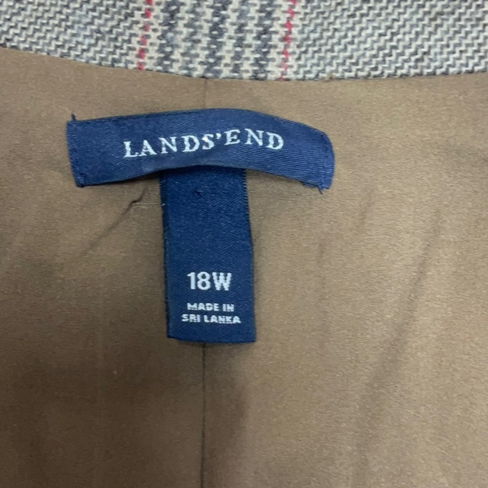 Lands End Women’s Blazer Wool Blend Brown Glen Plaid 18W Jacket - Picture 4 of 12